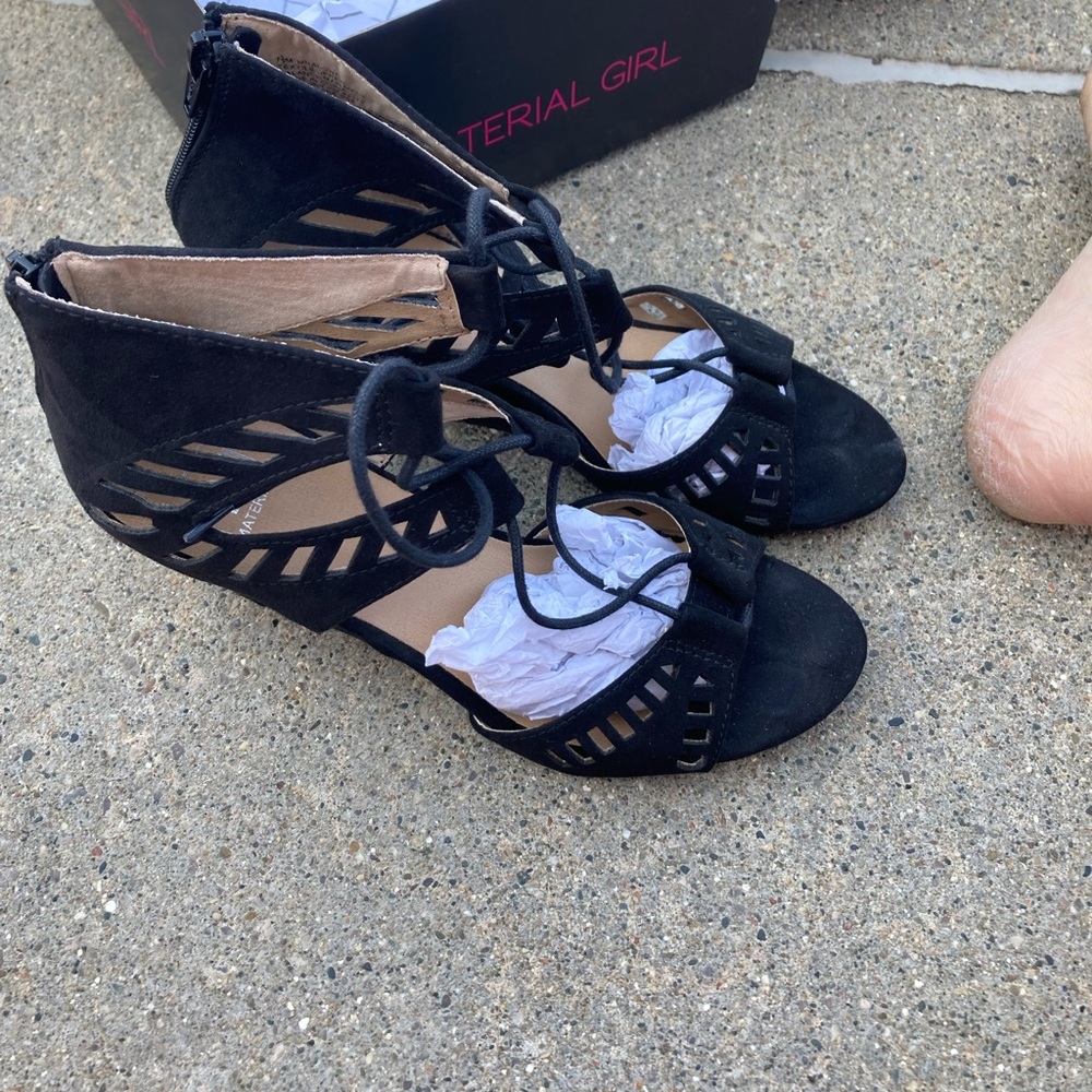 Black open toe wedge sandals